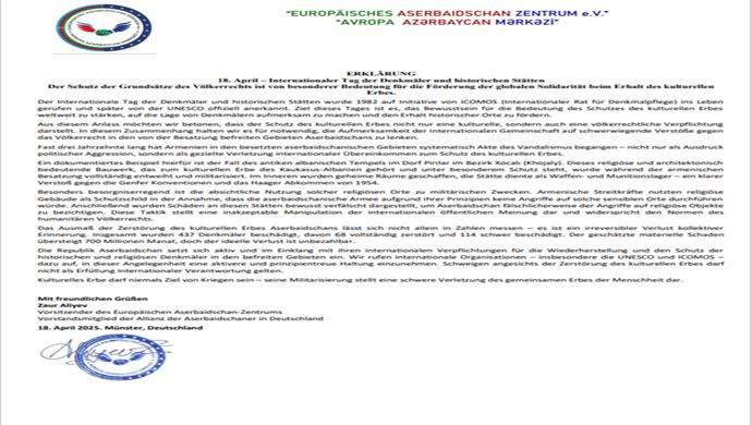 Avropa Azərbaycan Mərkəzindən beynəlxalq təşkilatlara bəyanat